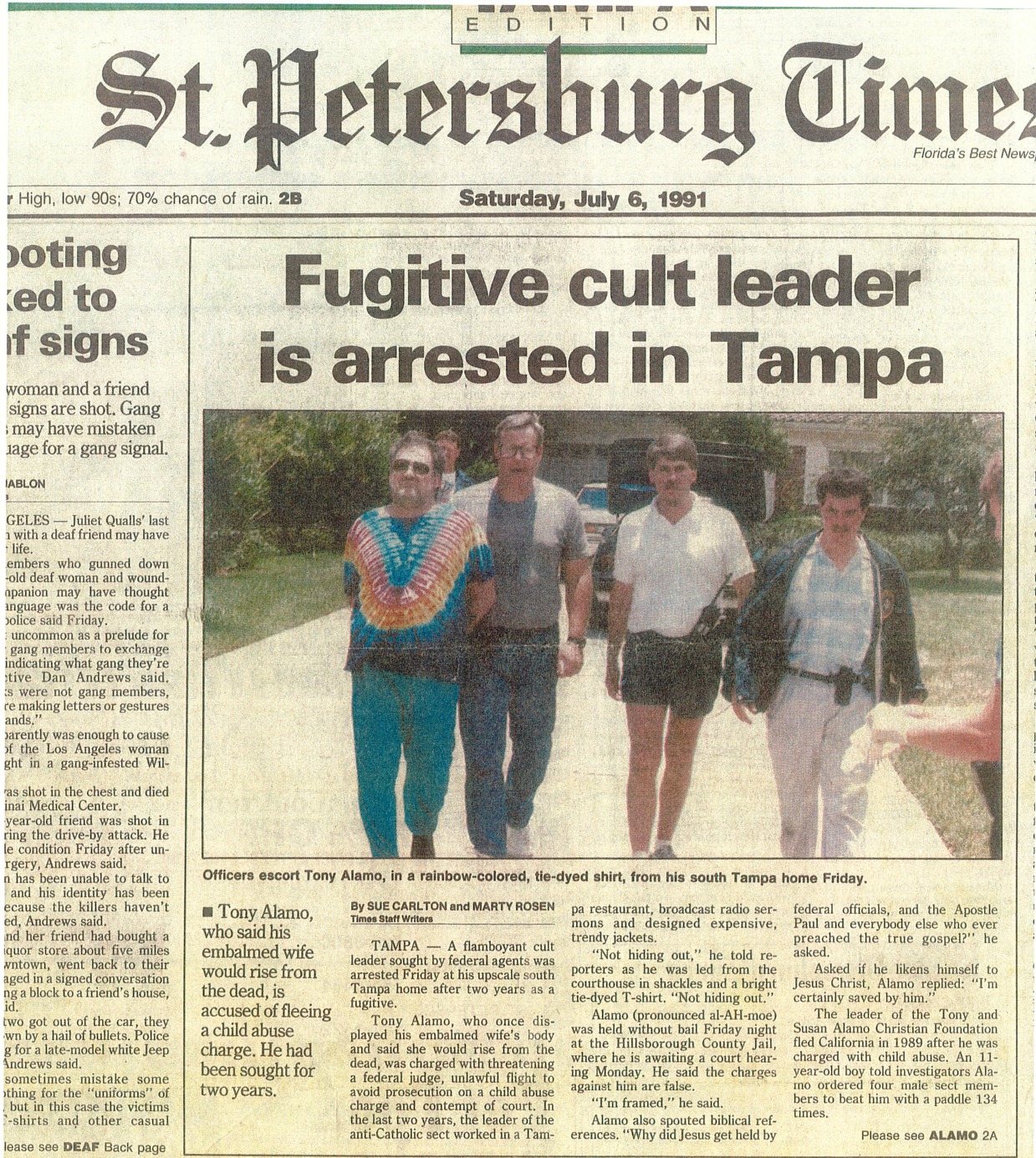 TAMPA - A flamboyant cult leader sought by federal agents was arrested Frid...
